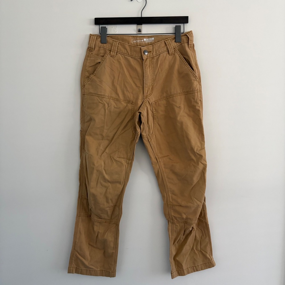 Carhartt Mens Relaxed Fit Double Knee Utility Canvas Work Pants 31x30 Brown
